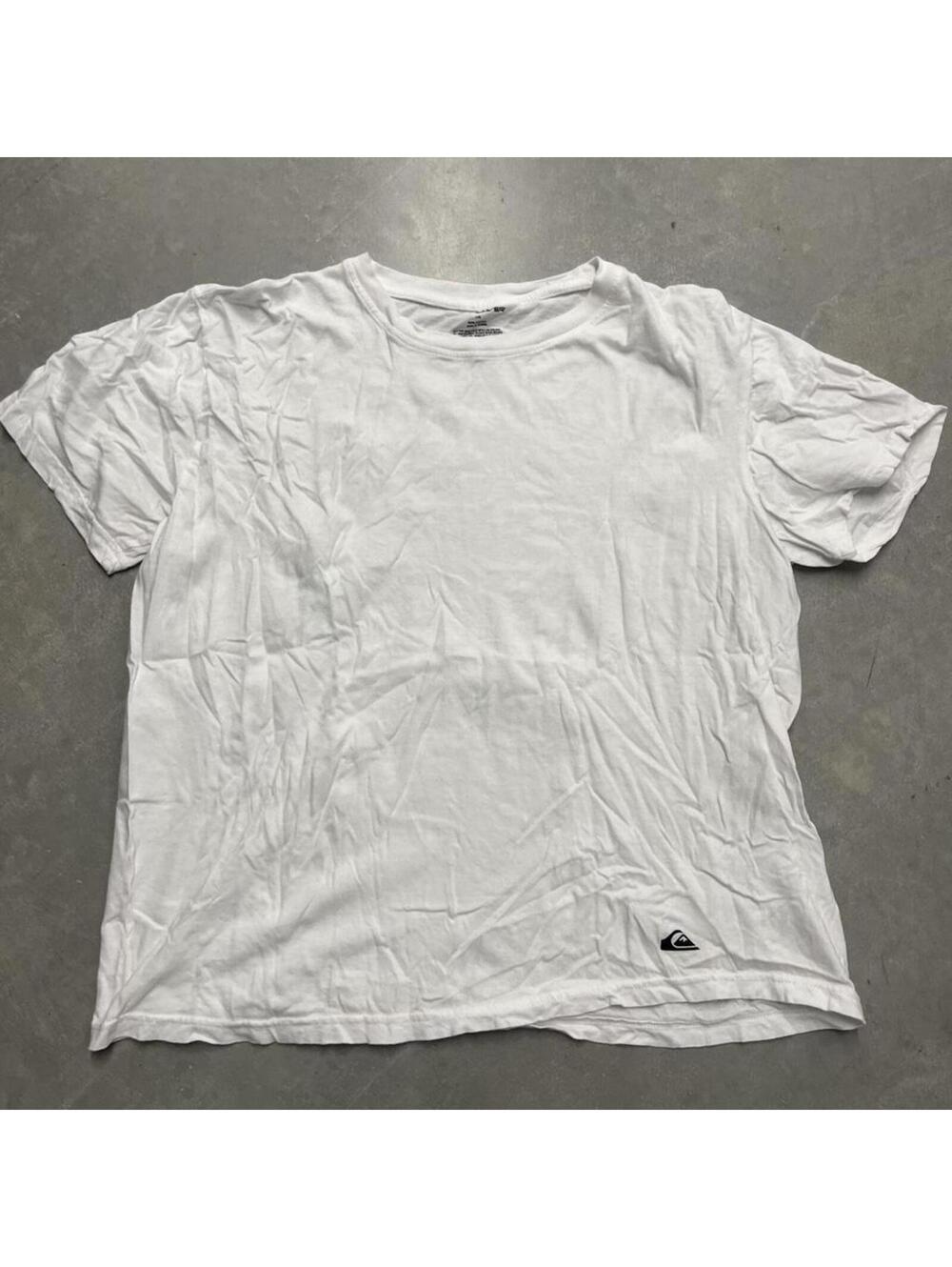 Y2K Quiksilver White Blank Logo Tee Surf Skate Casual T Shirt Mens L